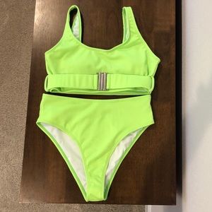 Neon green high waisted bikini!